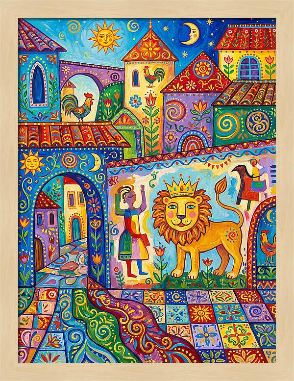 Folk Art Street Scene
