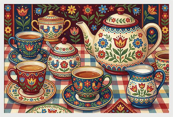 Folk Art Tea Service