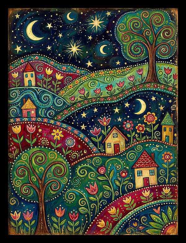 Folk Art Under A Dark Sky
