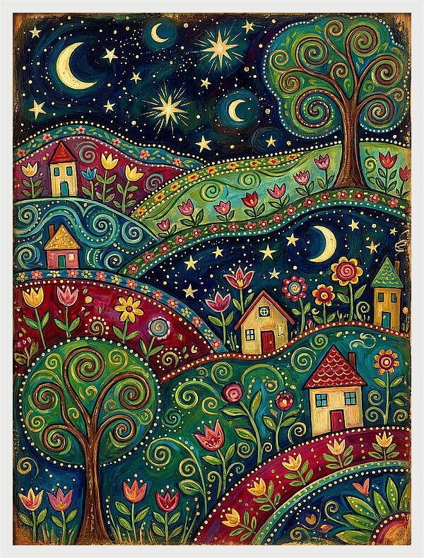 Folk Art Under A Dark Sky