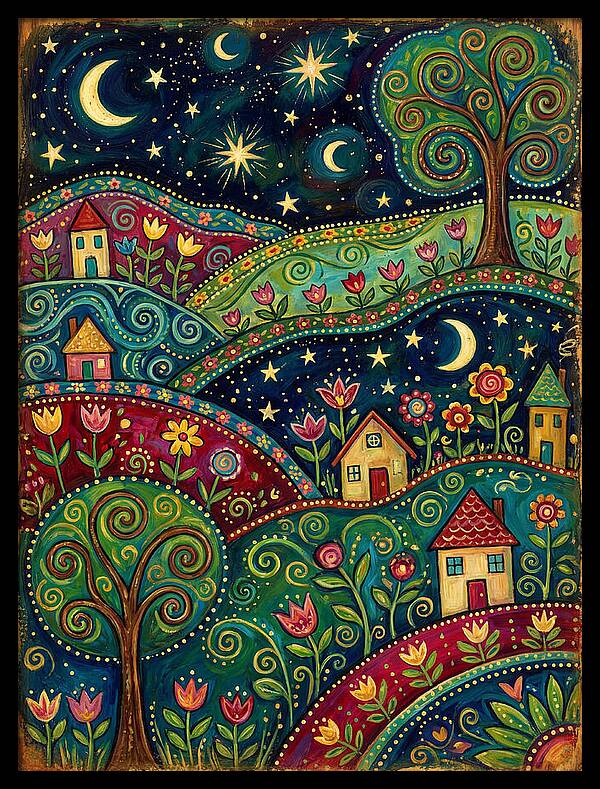 Folk Art Under A Dark Sky