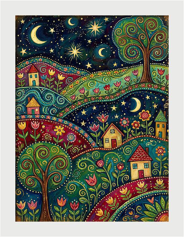 Folk Art Under A Dark Sky