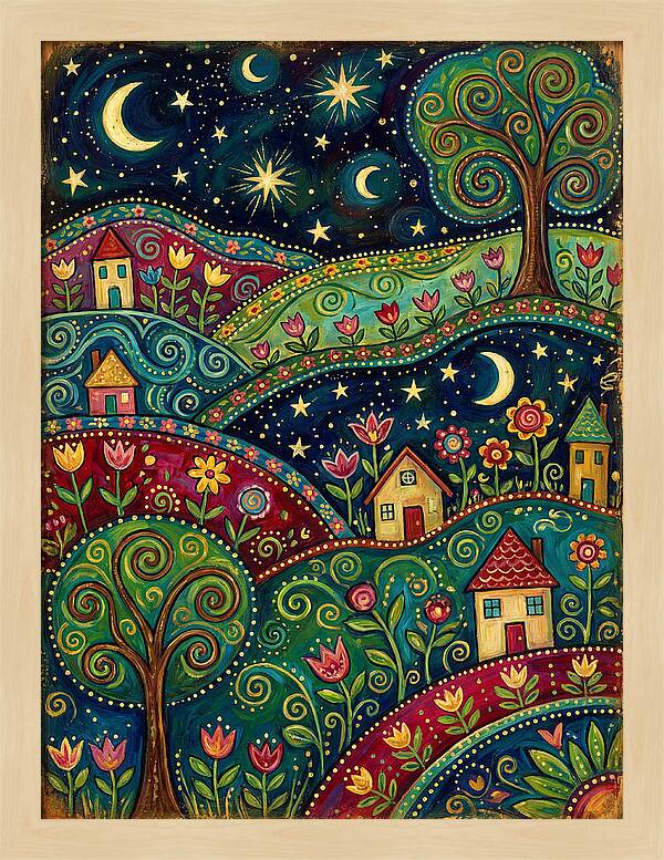 Folk Art Under A Dark Sky