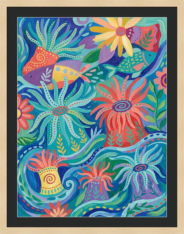 Folk Art Underwater Scene
