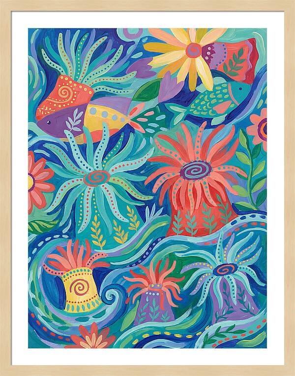 Folk Art Underwater Scene