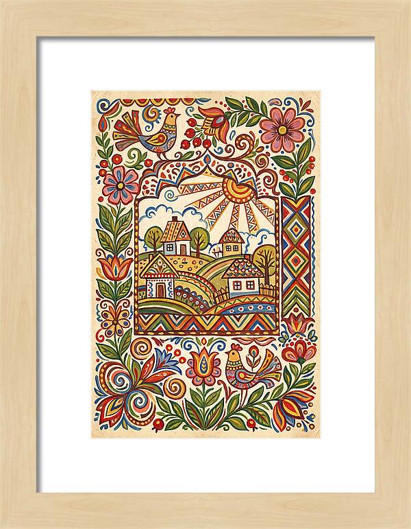 Folk Art Village Scene