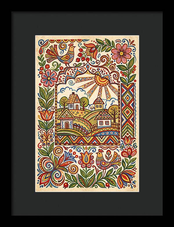 Folk Art Village Scene