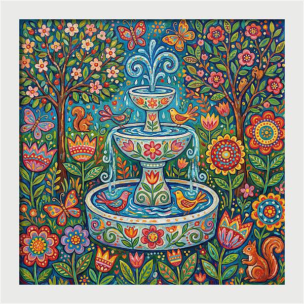 Folk Art Water Fountain