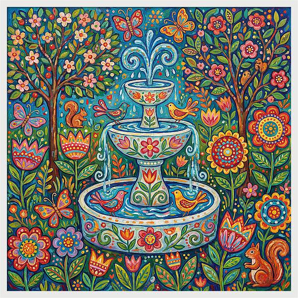 Folk Art Water Fountain