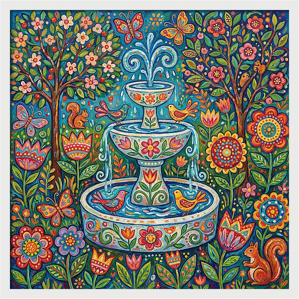 Folk Art Water Fountain