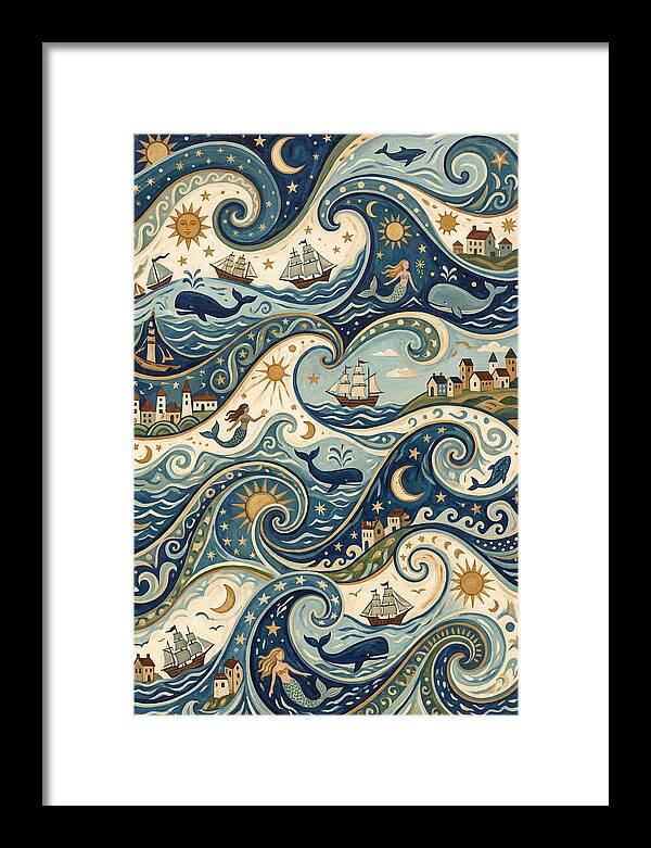 Folk Art Waves And Whales