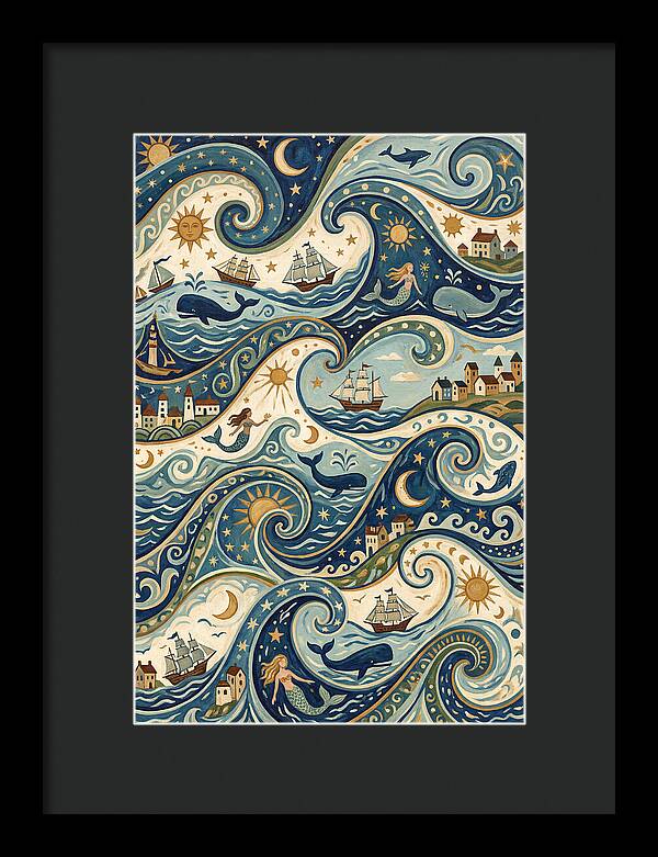 Folk Art Waves And Whales