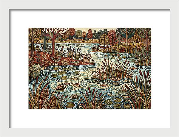 Folk Art Wetland Landscape