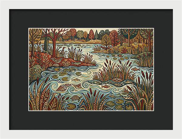 Folk Art Wetland Landscape
