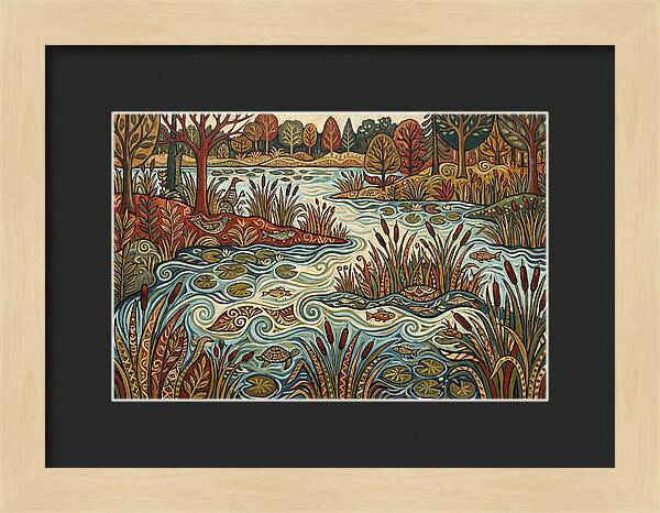 Folk Art Wetland Landscape