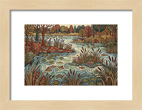 Folk Art Wetland Landscape