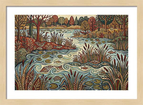 Folk Art Wetland Landscape