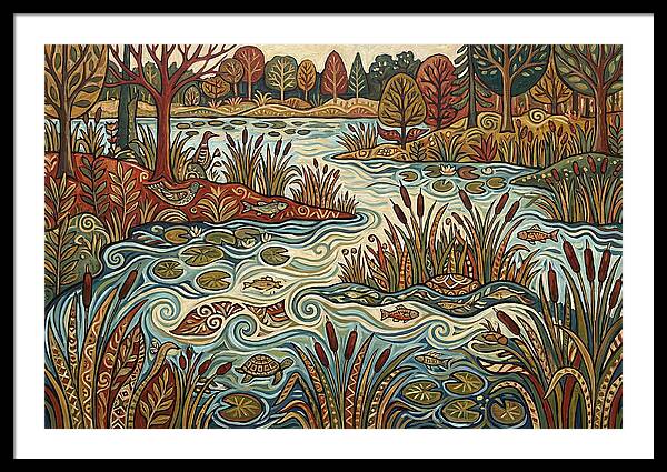 Folk Art Wetland Landscape