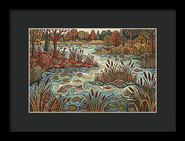 Folk Art Wetland Landscape
