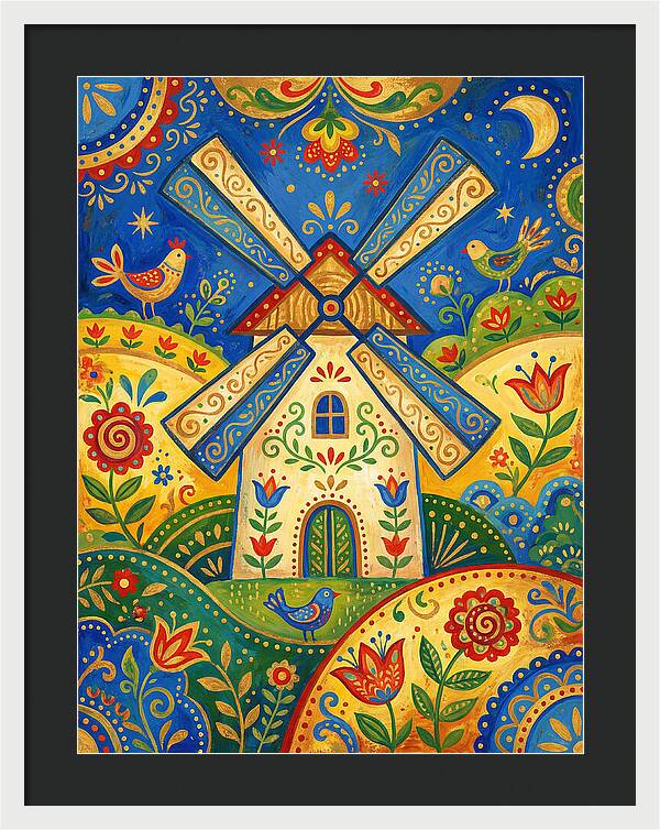 Folk Art Windmill Scene