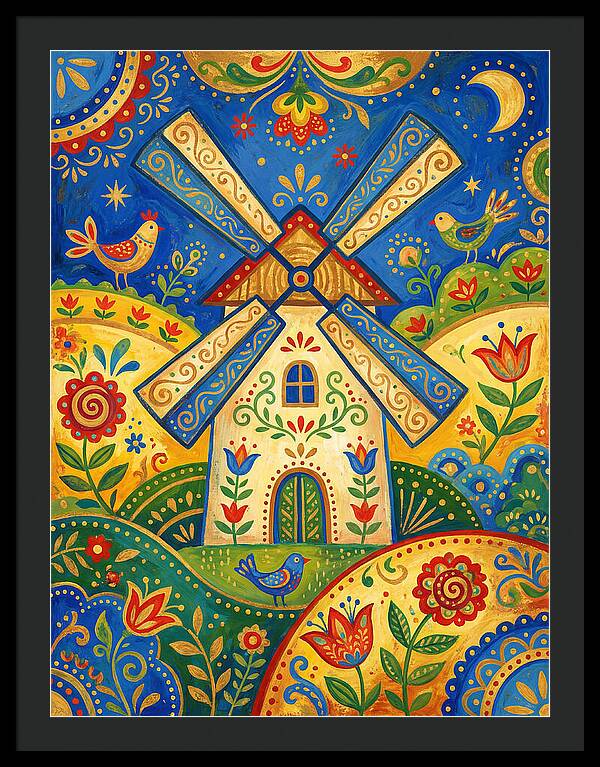 Folk Art Windmill Scene