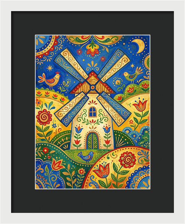 Folk Art Windmill Scene