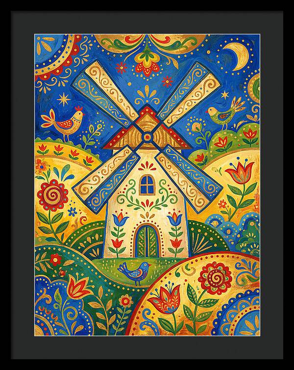 Folk Art Windmill Scene
