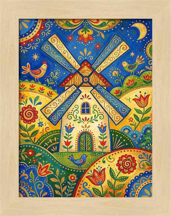 Folk Art Windmill Scene