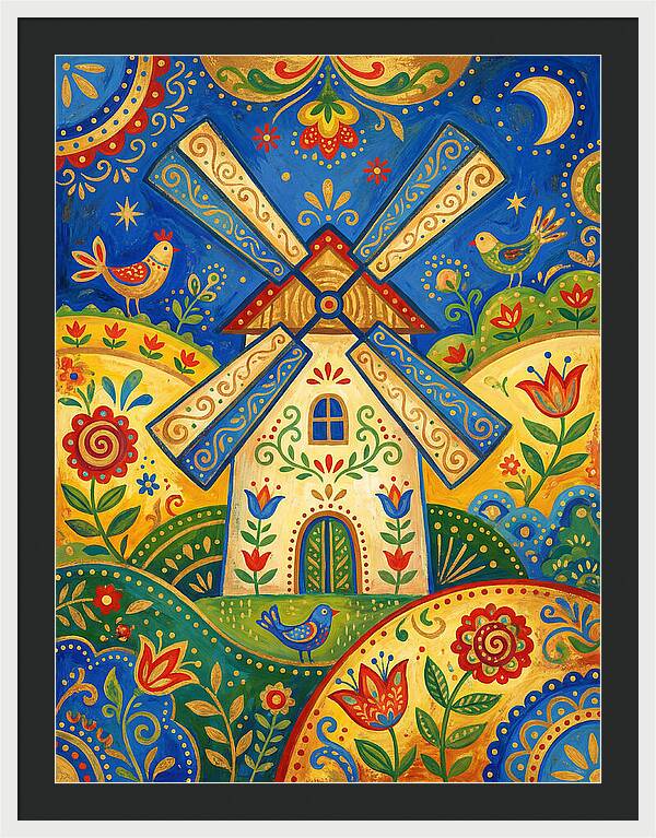 Folk Art Windmill Scene