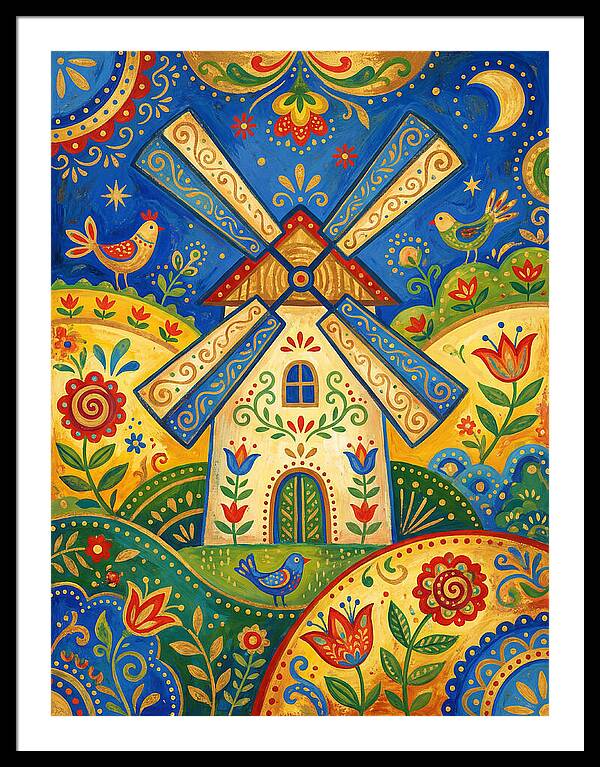 Folk Art Windmill Scene