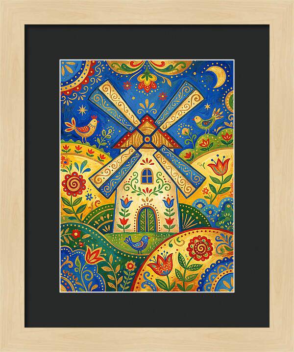 Folk Art Windmill Scene