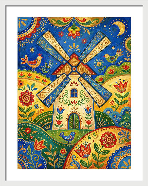 Folk Art Windmill Scene