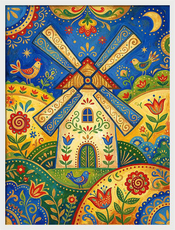 Folk Art Windmill Scene