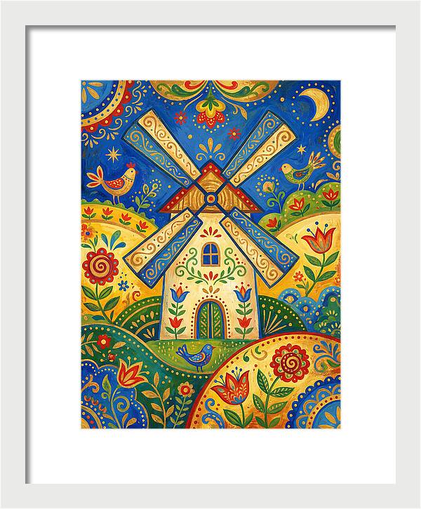 Folk Art Windmill Scene