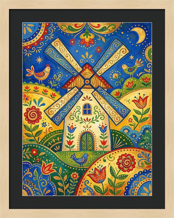 Folk Art Windmill Scene