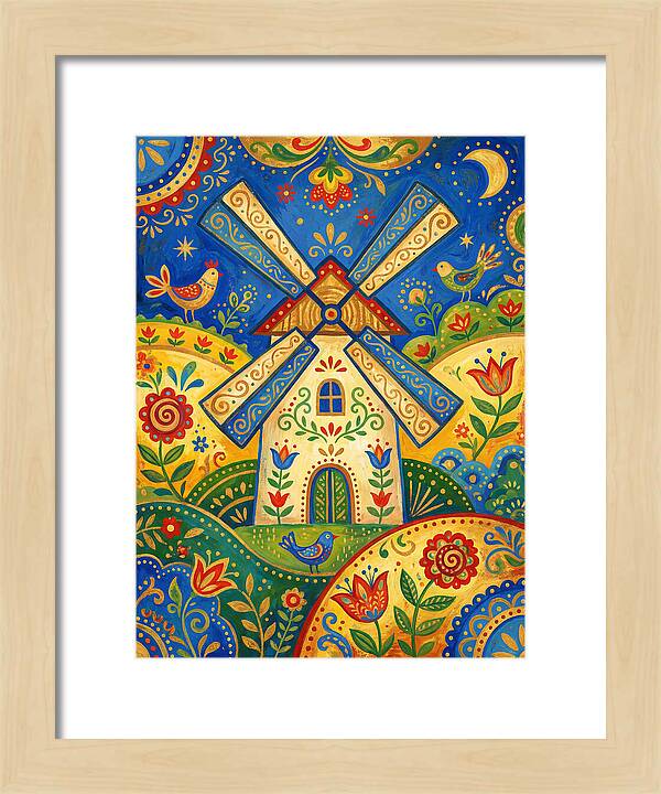 Folk Art Windmill Scene