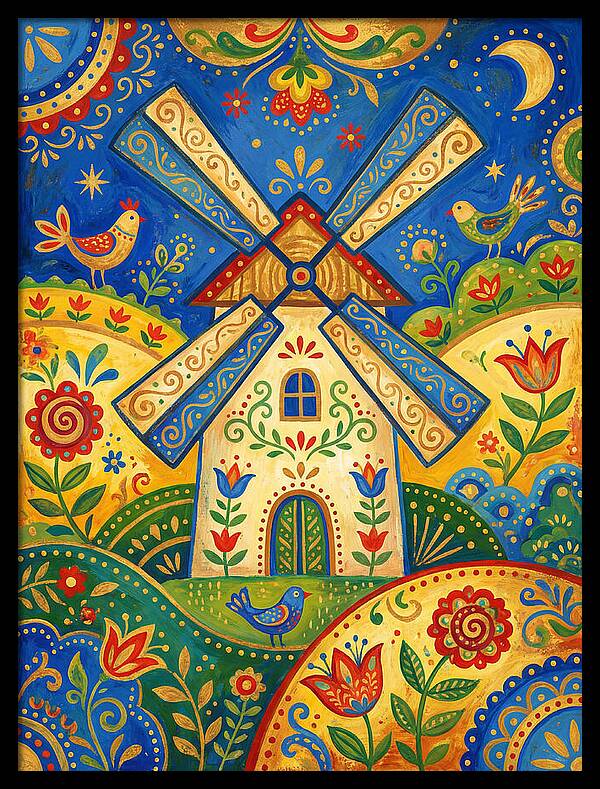 Folk Art Windmill Scene