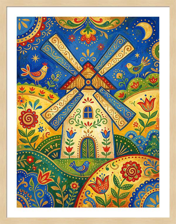 Folk Art Windmill Scene