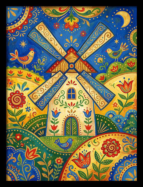Folk Art Windmill Scene