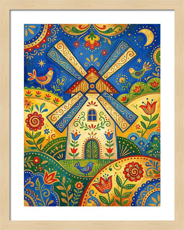 Folk Art Windmill Scene