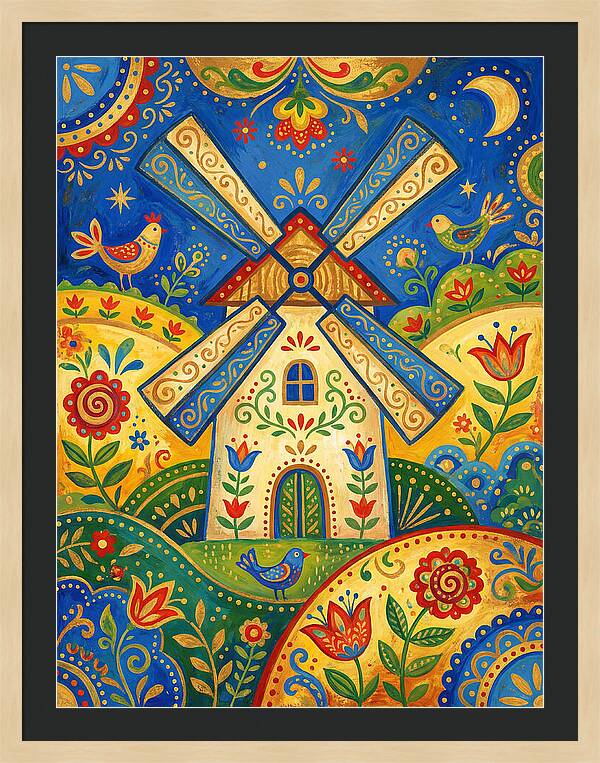 Folk Art Windmill Scene
