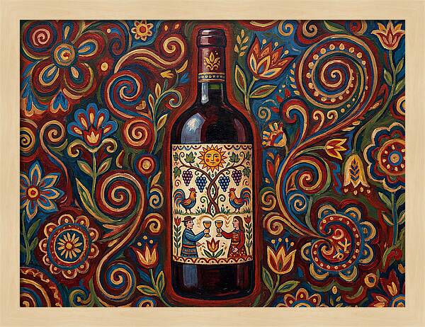 Folk Art Wine Bottle
