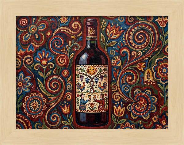 Folk Art Wine Bottle