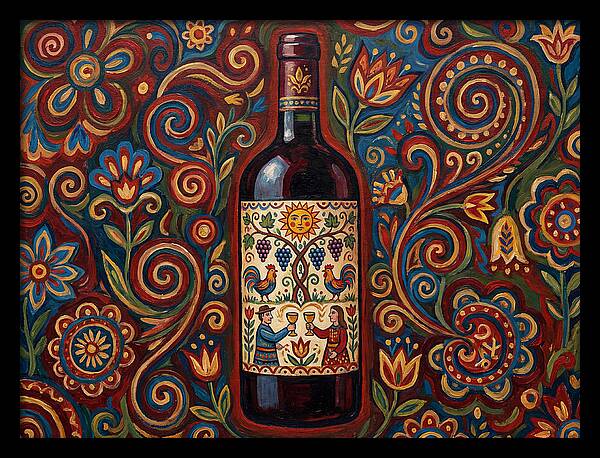 Folk Art Wine Bottle