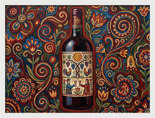 Folk Art Wine Bottle