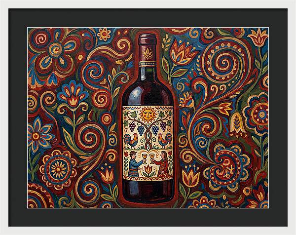 Folk Art Wine Bottle