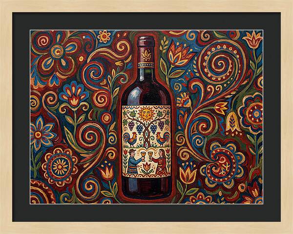 Folk Art Wine Bottle