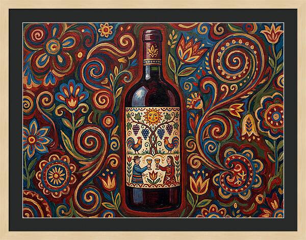 Folk Art Wine Bottle