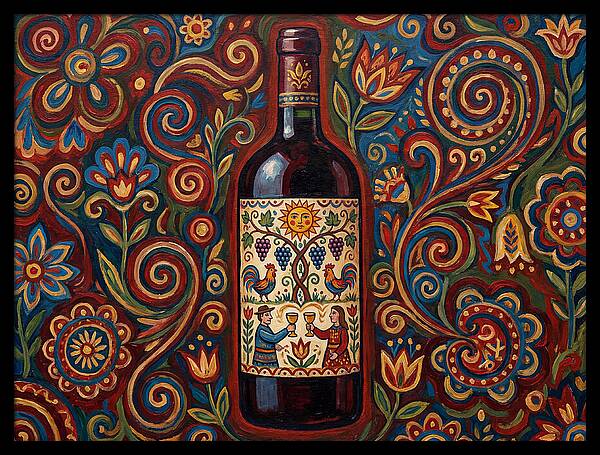 Folk Art Wine Bottle