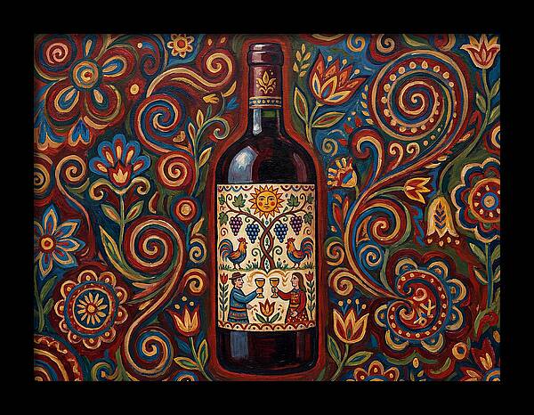 Folk Art Wine Bottle